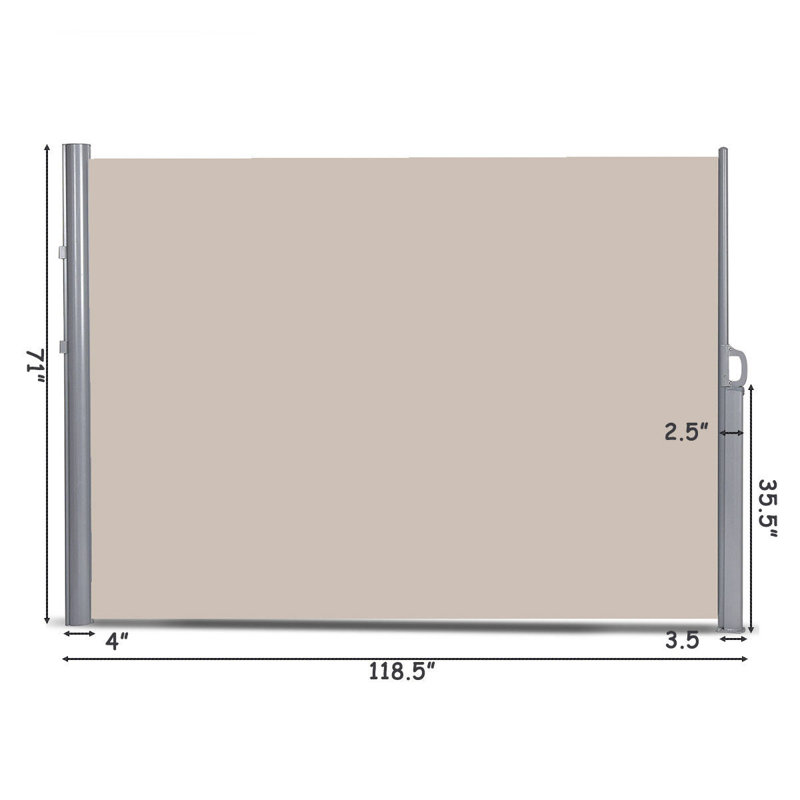 K-Like 71'' W x 2'' D Beige Cover Retractable Side Awning