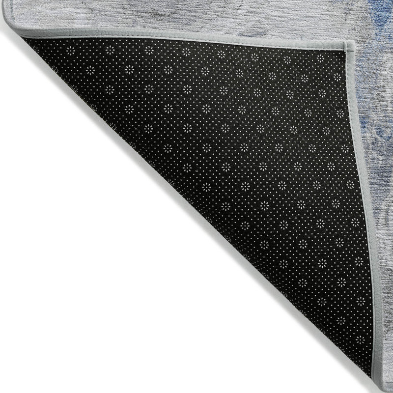 Tapis bleu intérieur / extérieur lavable à la machine Cinead ACN1682, Tapis de couloir 2 pi 3 po x 7 pi 6 po