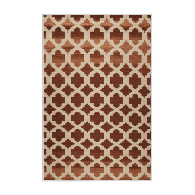 Tapis beige en treillis lavable à la machine, Rectangle 4pi x 6 pi
