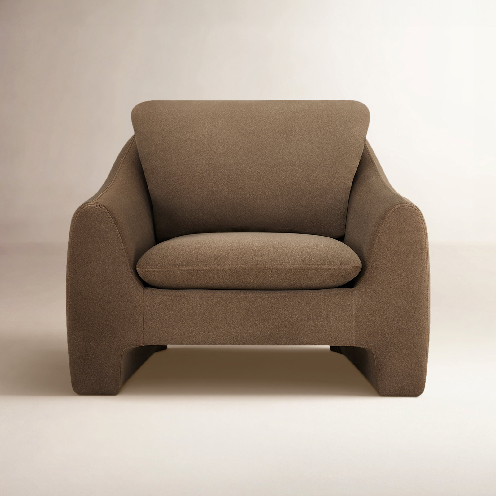 Elodie Rue 42'' Upholstery Modern Armchair, Brown Polyester