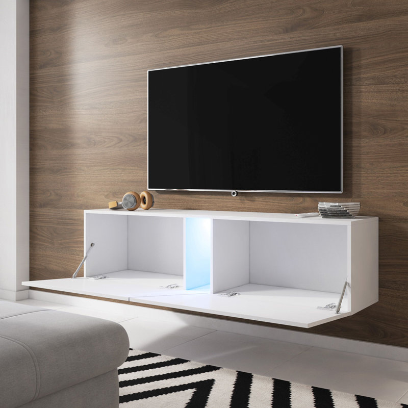 Alveston Unfinished TV Stand for TVs up to 70", White Matt/White Gloss