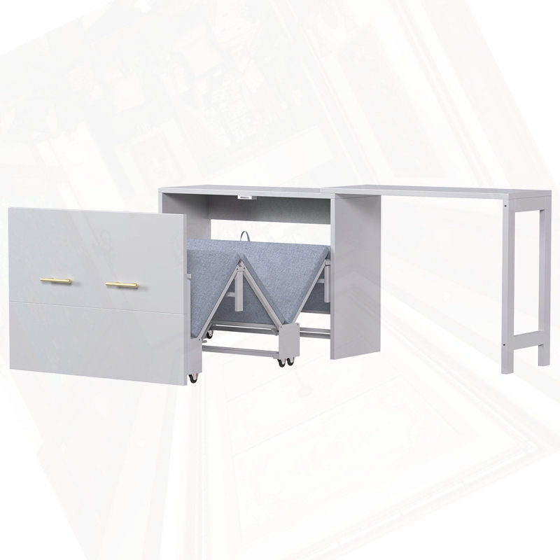 Lit simple escamotable, gris