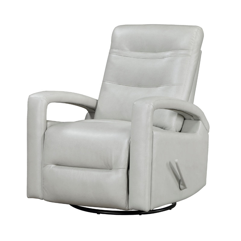Kamo  Recliner Swivel Chair, 32 Inch,  Faux Leather, Smoke Gray