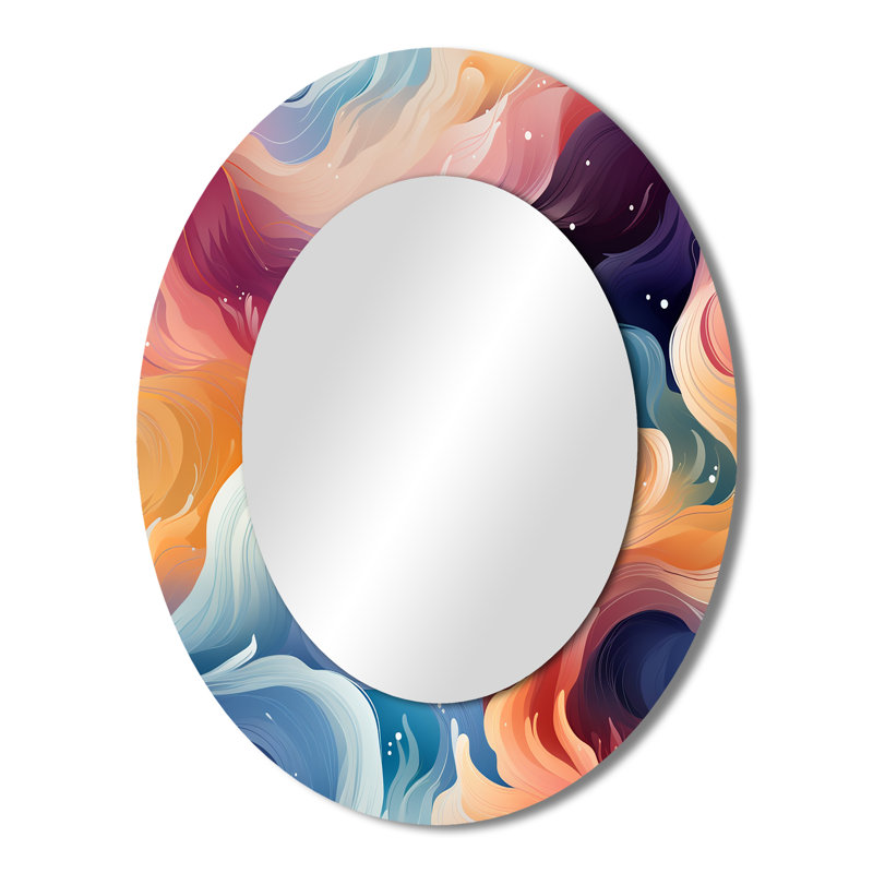 Miroir mural bleu et mauve, H 43 po x l 33 po