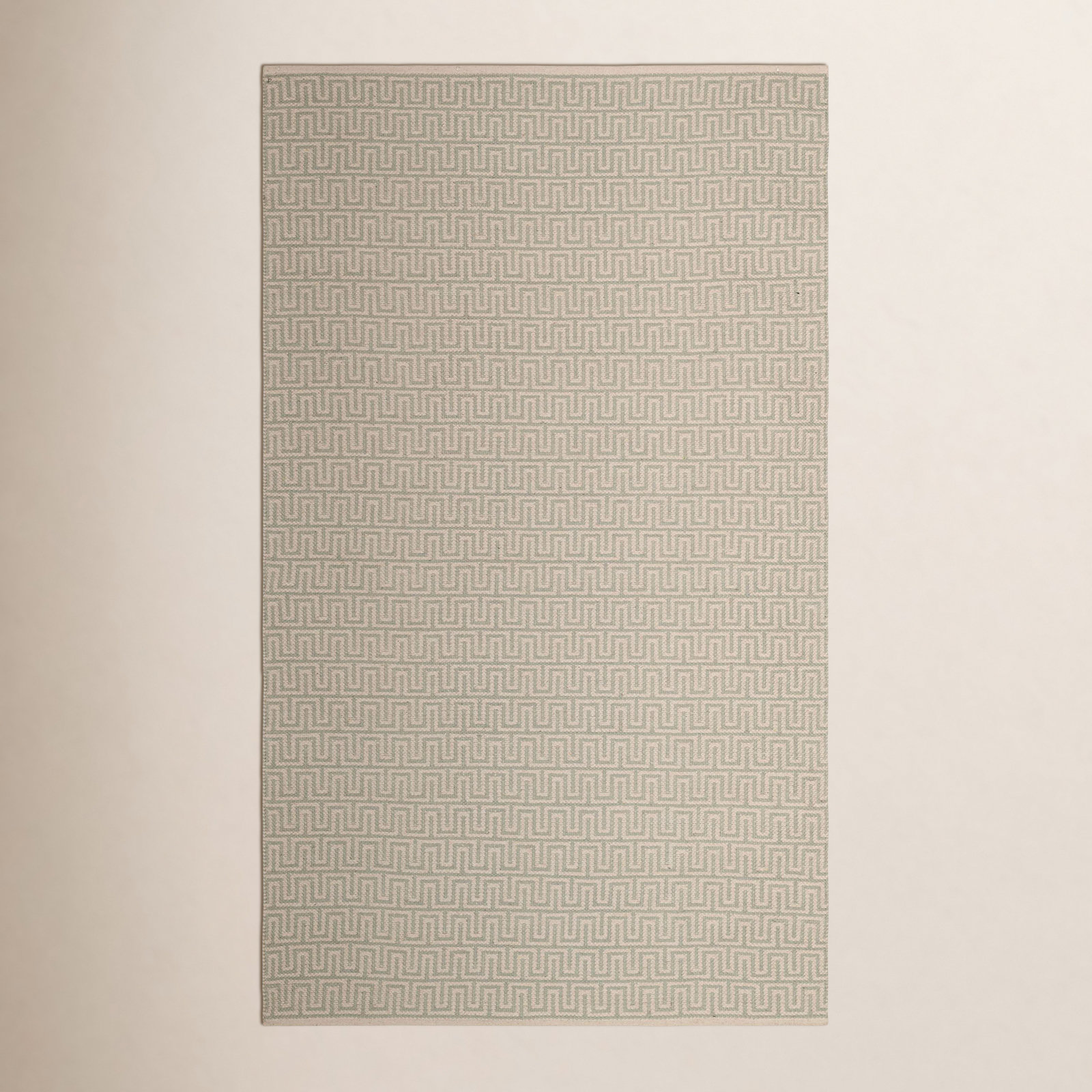 Bradshaw Zipper Blue/Ivory Handwoven Cotton Rug, Rectangle 4' x 6'