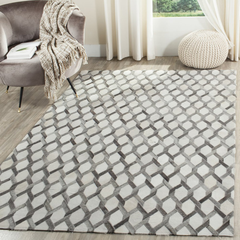 Tapis géométrique en cuir tissé à la main Sevastopol Studio, Rectangle 5 pi x 8 pi