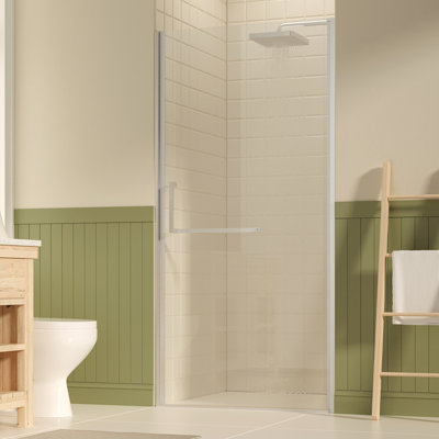 Porte de douche pivotante sans cadre de l 35 à 36 po x H 72 po, portes de verre pivotantes avec verre trempé transparent de 1/4 po (6 mm), film antidéflagrant, installation réversible