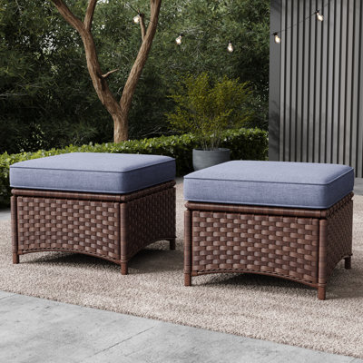 Repose-pieds d'extérieur en rotin avec coussin épais LayinSun