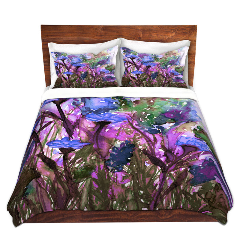 Ensemble de housse de couette floral insurgence i, 1 housse simple + 1 taie standard, Mauve / Prune