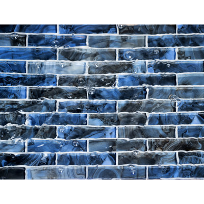 Carreau de mosaïque en verre à bord droit 1 po x 4 po Impressions