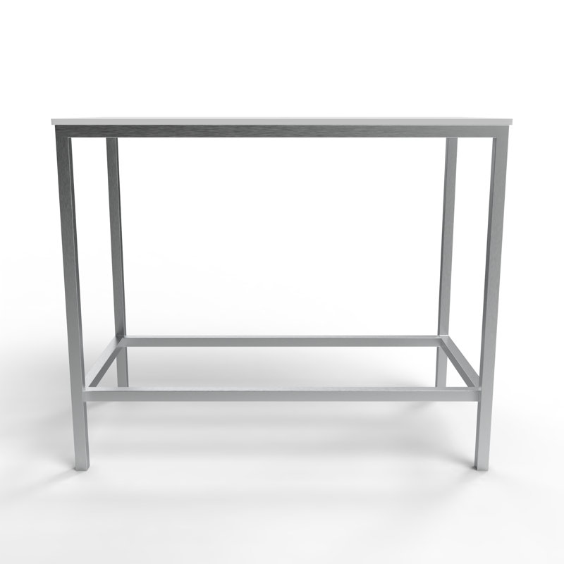 Rectangular Metal Console Sink Set with Glass Vessel Sink and Solid Surface Top - Luminous Collection, Clear, White/Silver