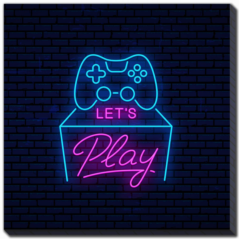 Art mural sur toile Neon Gaming 3, H 38 po x l 38 po