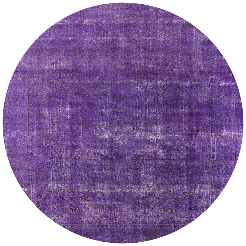 Tapis mauve à motif abstrait Rome, Rond 4 pi