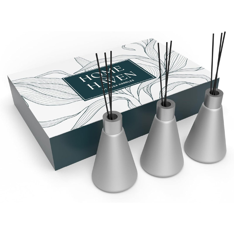 Ensemble de 3 diffuseurs à roseaux pour la maison et le bureau | Parfum naturel durable | Élégant décor d'aromathérapie en lavande, bois de santal et huiles essentielles