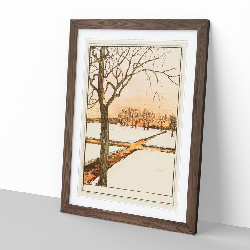 Snow Landscape by Theo Van Hoytema - Picture Frame Painting, Walnut Framed, 36cm H x 27cm W x 2cm D