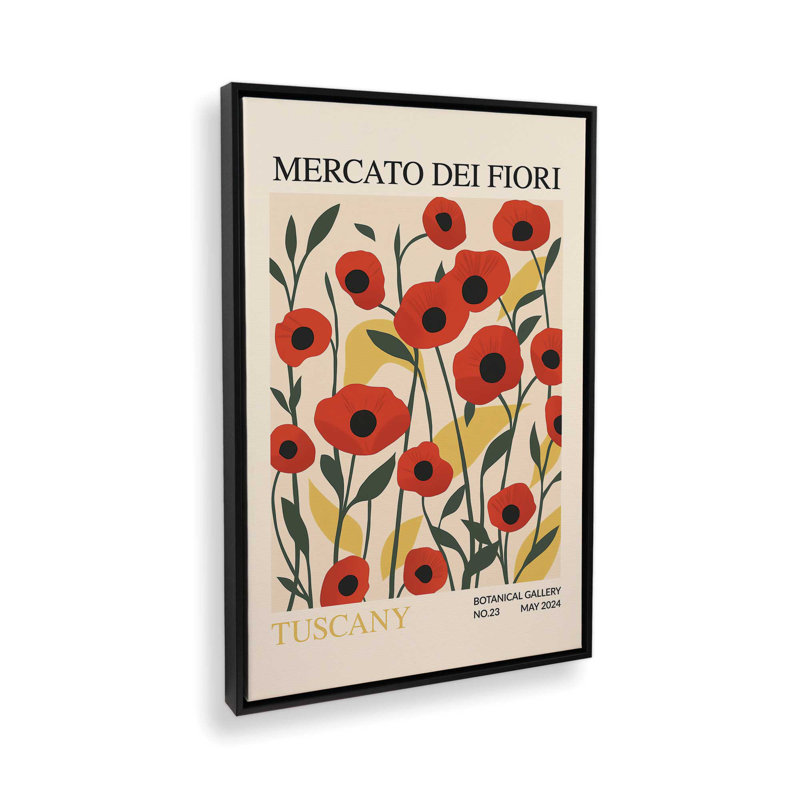 Printemps du marché aux fleurs de Toscane, Cadre flottant noir satiné, H 18,75 po x l 12,75 po