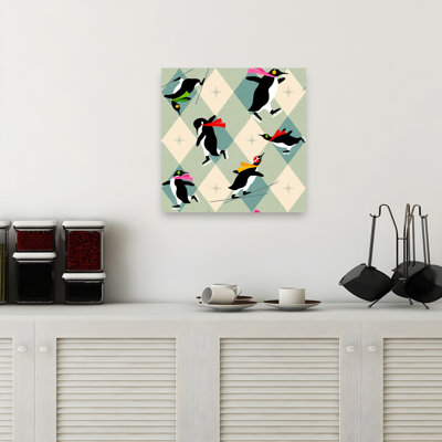 Reproduction d'art mural paysage ludique, pingouins d'hiver