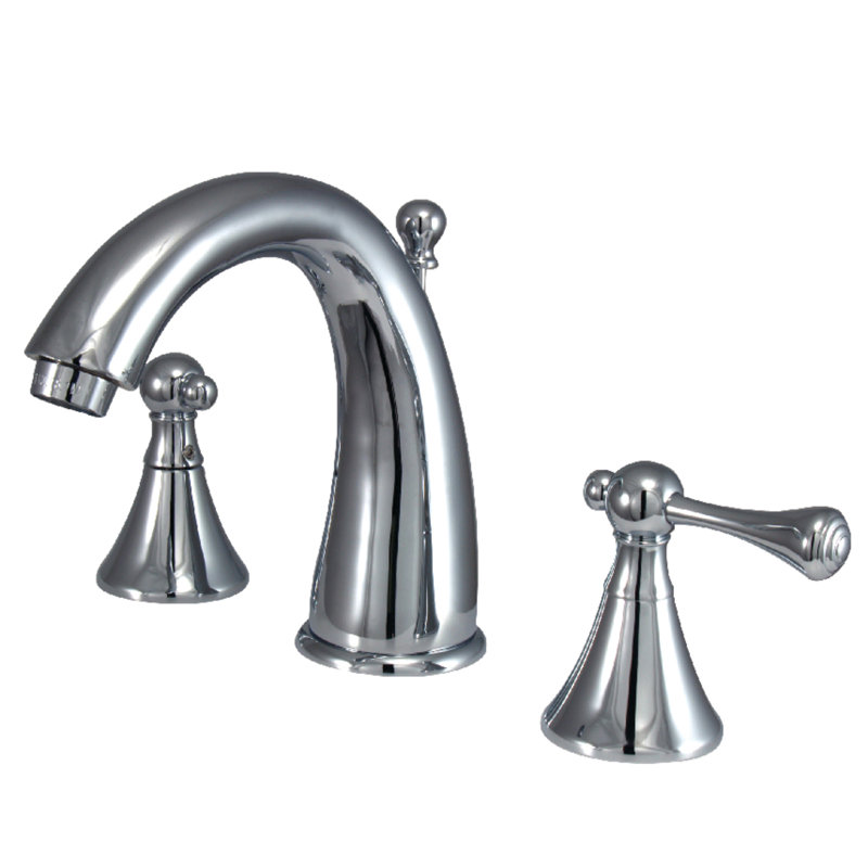 Widespread Bathroom Faucet with Drain Assembly, Polished Chrome