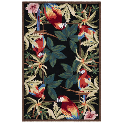 Hogle Hand Hooked Wool Floral Rug