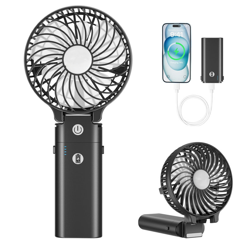 5200mAh Black and Transparent Portable Handheld Fan with Rechargeable Battery