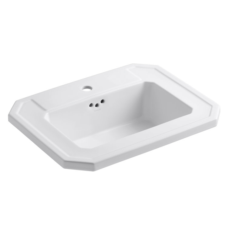Kathryn® Vitreous China Rectangular Drop-In Bathroom Sink with Overflow