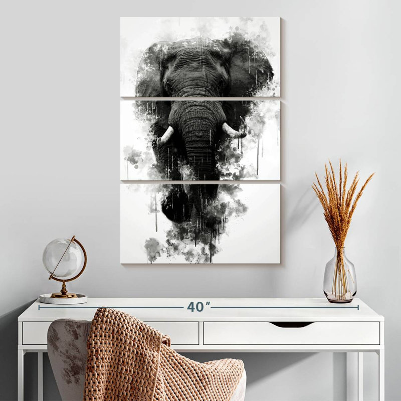 Brampt Mighty Elephant noir et blanc, H 32 po x l 20 po
