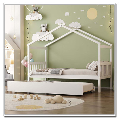 Lit en bois avec lit gigogne simple