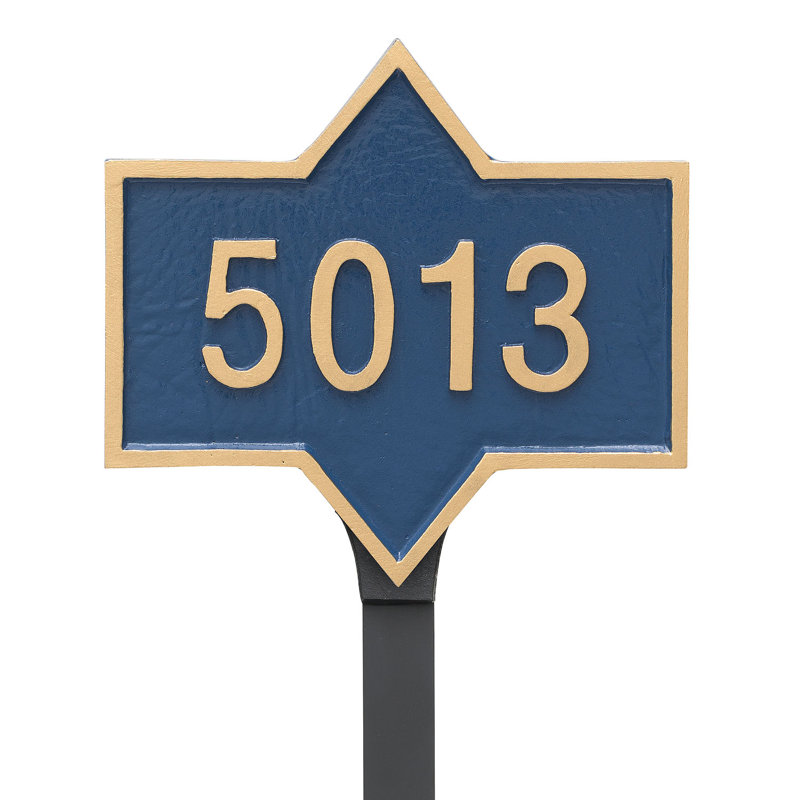 Enseigne d’adresse pour pelouse sur 1 ligne piedmont, Bleu marine / doré