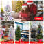 Arbre de Noël floqué avec lumières DEL multicolores, pommes de pin, base scintillante et assemblage facile pour les décorations des Fêtes