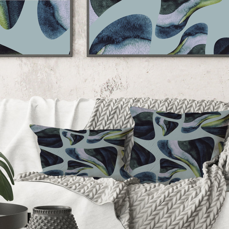 Éléments décoratifs sur fond bleu - Coussin décoratif imprimé moderne 1