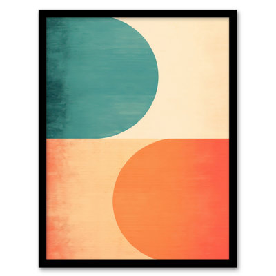 Teal Swipe Left Orange Swipe Right Abstract Cold and Hot 1 Piece Single Picture Frame Wall Art