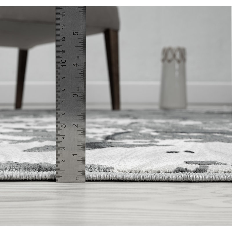 Tapis gris à motif abstrait Moody, Rectangle 7 pi 9 po x 10 pi 2 po