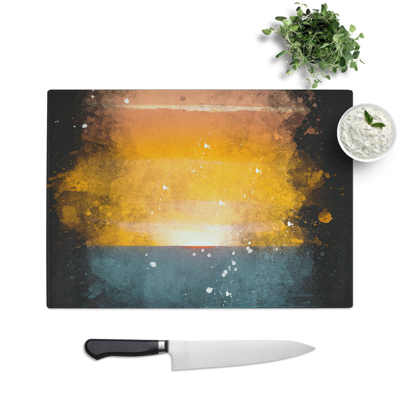 Tempered Glass Sunrise Horizon Chopping Board, 20 cm x 28.5 cm