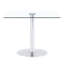 Table de salle à manger 38,5 pouces moderne minimaliste carrée en verre avec base en métal à une colonne. Disponible en noir, or ou argent. Table de salle à manger à domicile. Convient pour 2 à 4 personnes.