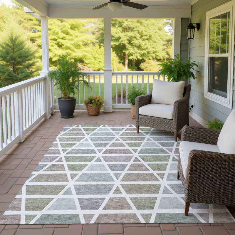 Machine Washable Indoor/Outdoor Chantille ACN2732 Geometric Rug, 8' x 10', Taupe