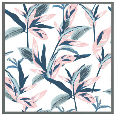 Fabens Winter Pink & Blue Flowers - Single Picture Frame Print