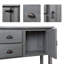 Buffet de rangement vintage en bois massif avec 2 tiroirs, armoires et tablette inférieure pour une meilleure organisation de la maison-523265369