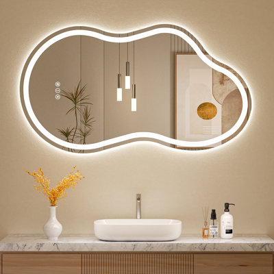 Miroir de salle de bain à forme irrégulière, miroir rétroéclairé, Aniti-Fog