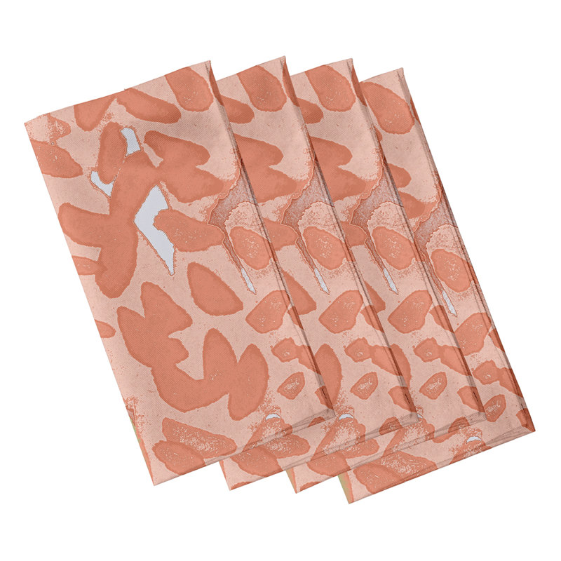 Elliona Polyester Floral Square Napkin, Peach