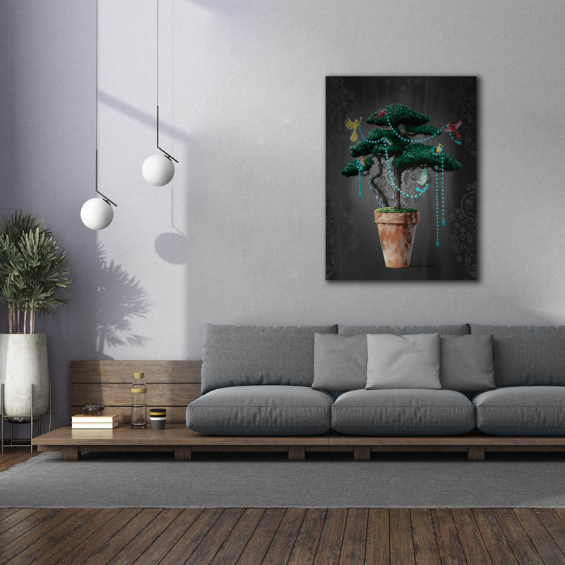 'Birds On Bonsai' by Heather Gauthier Art Canvas Wall Art, 40" x 54"