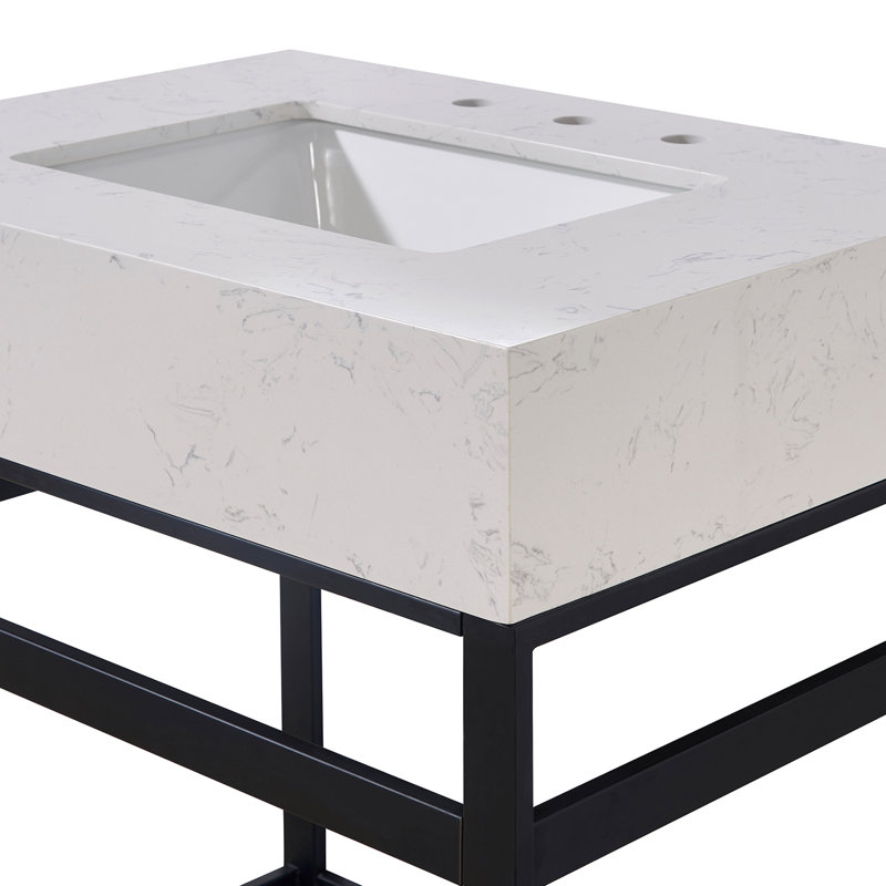 30" White Ceramic Vanity Top with Sink