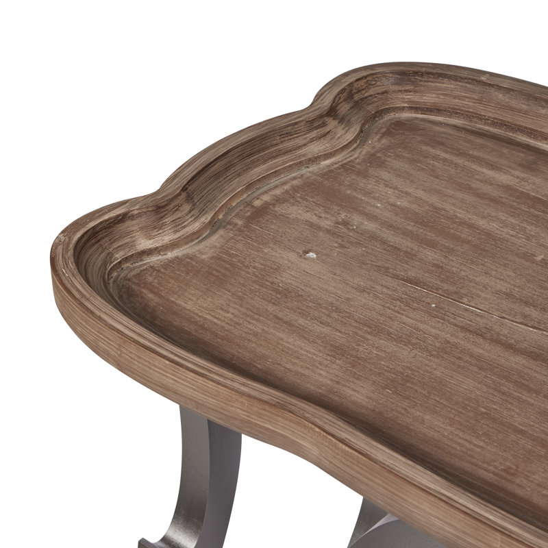 Bradberry Ancient Style Tray Top Coffee Table End Table, Black Legs and Natural Finish