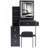 29.2" Small Size Left Bedside Cabinet Vanity Table + Cushioned Stool, 2 AC+2 USB Power Station, Hair Dryer Bracket, Extra Large Touch Control Sliding LED Mirror, Tri-Color Switching, Brightness Adjust-1193050863