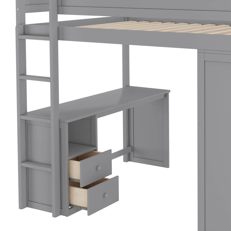 Ieishia Kids Loft Bed, Gray, Full