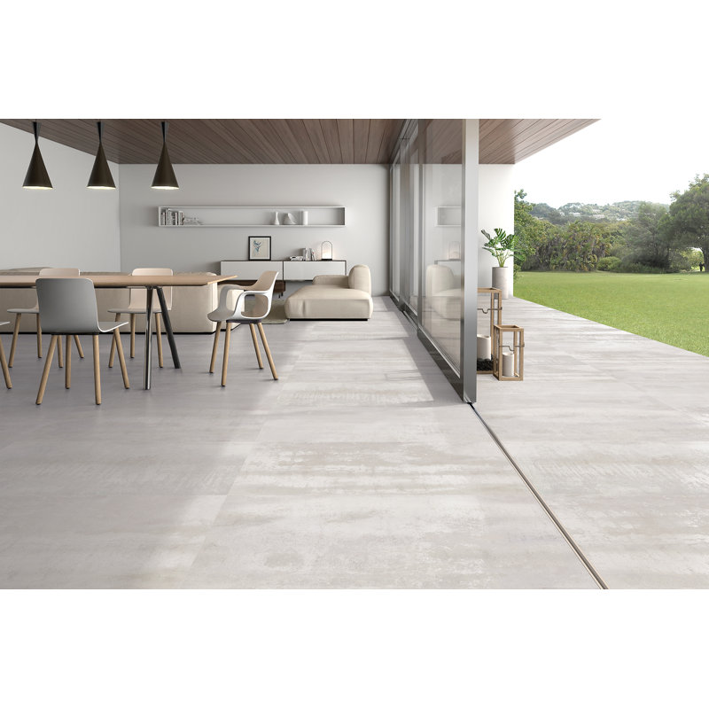 24" x 47.25" Porcelaink Metal Look Wall Tile, White