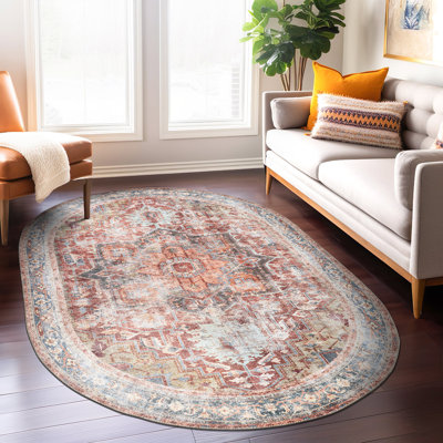 Alice Machine Washable Oriental Flatweave Performance Red/Blue/Ivory Multi Area Rug