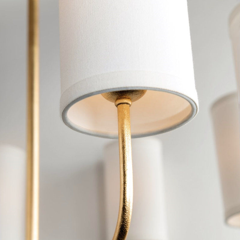 Lustre classique / traditionnel à 8 lumières Juniper, Feuille d'or texturée, 8