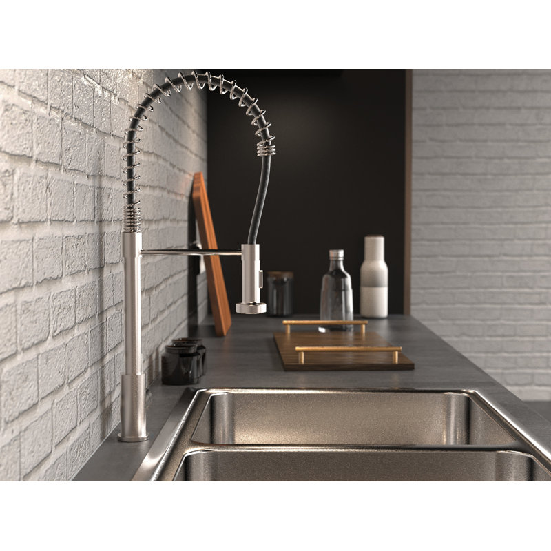 RENIST Spring Pull Down Kitchen Faucet, Brushed Nickel