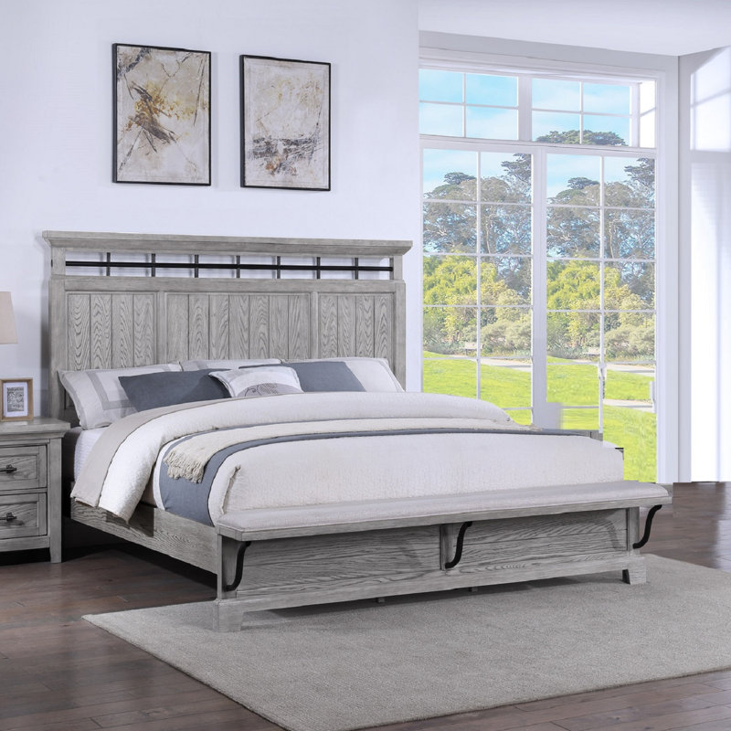 1pc Rustic Charm Footboard Bench PanelBed, Queen