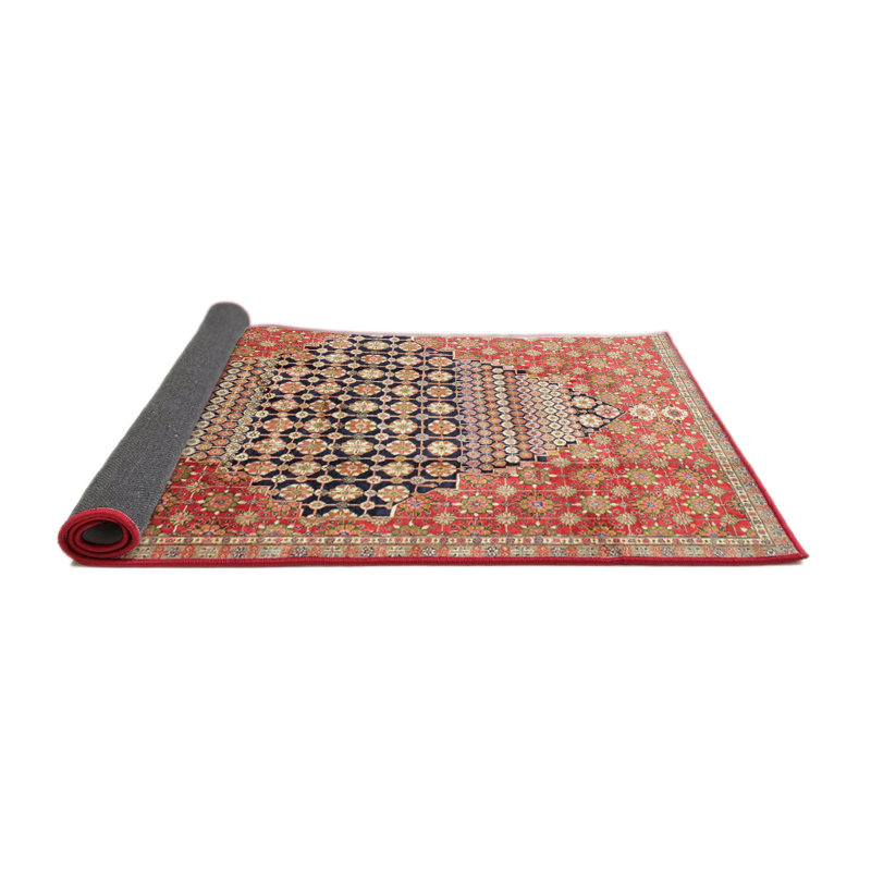 Tapis traditionnel orange / brun / noir, Rond 8 pi